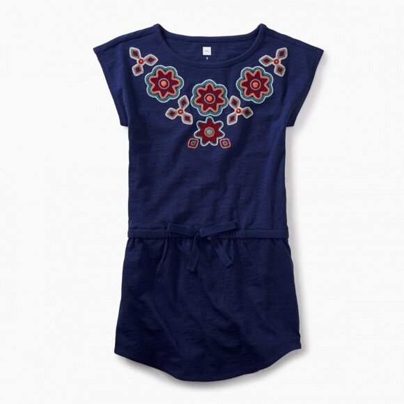 NWT Tea Collection Embroidered Tie-Waist Dress Twilight Blue Size 2 - Picture 1 of 1